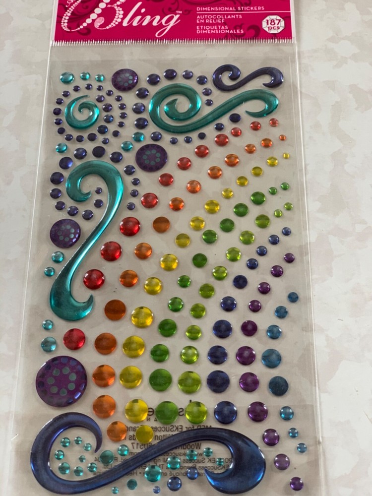 JOLEE’S BOUTIQUE 3D STICKERS RAINBOW DOTS BLING STICKY SOFT ACRYLIC DESIGNS 187P