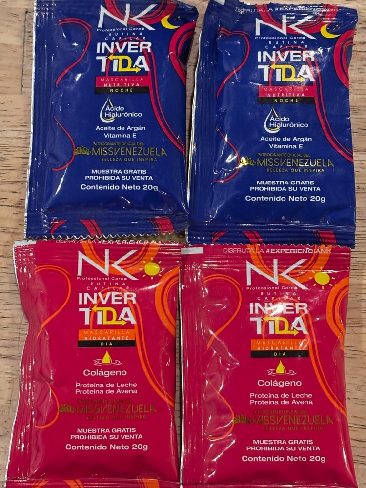 NK – Invertida – Nourishing Hair Mask Kits – Day & Night – 4 Sample Packs 1 oz.