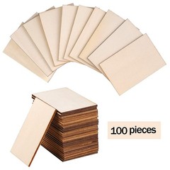 Ruisita 100 Pieces 2 x 3 Inches Unfinished Wood Pieces Rectangle Blank Sharp …