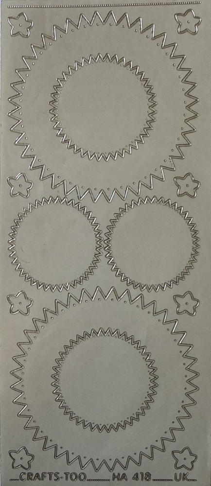SILVER ZIGZAG CIRCLE Outline Stickers(4”x9”)Starform•Shape •Memories•Card Making