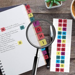 OIIKI 728PCS Colorful Alphabet Tabs, a to Z 26 Letters Alphabet Stickers, Alphab