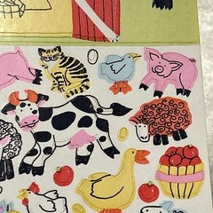 Vintage Sandylion 1983 Stickers Design A Farm Unused Maxi Activity Sheet Cow Pig