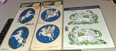 Vintage Stickers UNICORNS PEGASUS stained Glass Lot Of 3 Packages