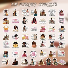 Black Women Stickers for Women – 100 Pcs Reading Inspirational Water Bottle Stic
