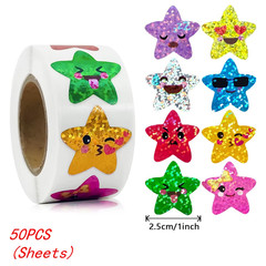50-500Pcs Colorful Star Stickers for Kids Reward School Classroom Adhesive Holog