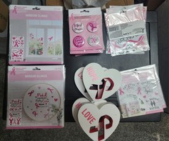 Breast Cancer Awareness Pink White Embellishments Stickers, buttons, magnetsLot