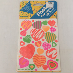 Vintage neon color heart stickers still in original packaging post it brand
