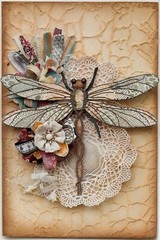 DRAGONFLIES POSTCARDS, Card Toppers Scrapbook Junk Journal Art Cards 4 pcs,