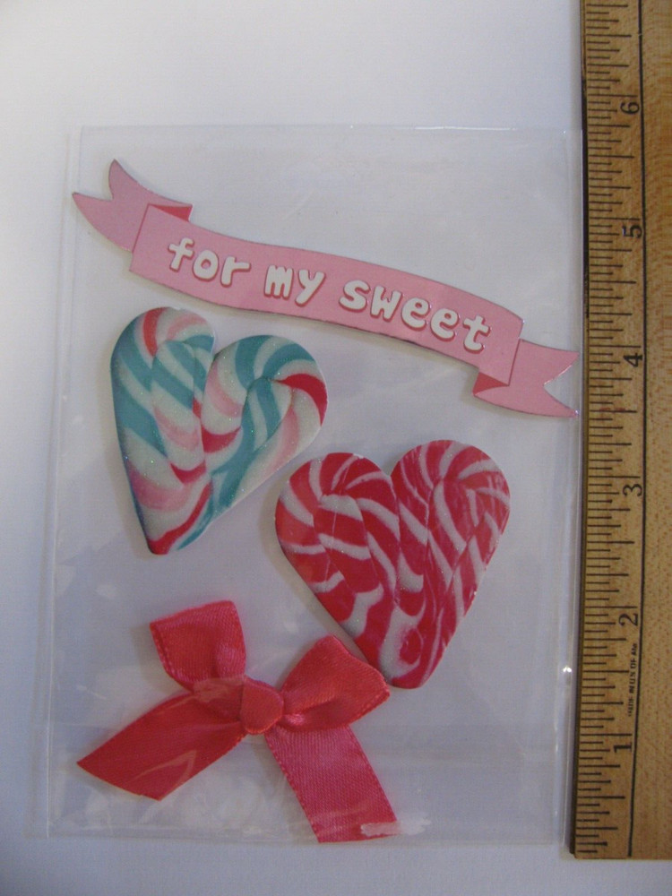 Unbranded CANDY HEARTS BOW FOR MY SWEET Dimensional Stickers