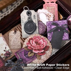 180PCS Manor Letterhead Vintage Ephemera Stickers, Laser-Die Cut White Kraft …
