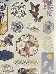 🌸Japanese Traditional Sticker Set Gold Foil Sakura Made in Japan 4 Sheets