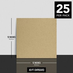 Brown Kraft Chipboard – Heavyweight 40 Pt. (Point) Cardboard – 25 Sheets