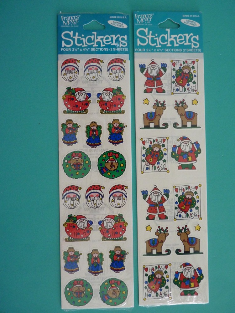 Frances Meyer Stickers CHRISTMAS (4) Sheets-Sealed Packages Santa Angels Teddies