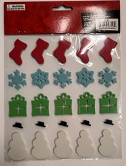 Foam Zone-Christmas Crafts Holly Glitter Foam 3D Stickers-Lot 2 Packs