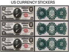 $2 Two Dollar 1891 Silver Certificate (US CURRENCY STICKERS) (Lot Of 3)