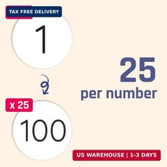 25 Sheets, 1 to 100, Number Stickers Labels – 0.4″ Round, Pack of 2500