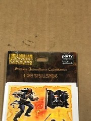 New Hallmark Party Express Pirates Of The Carribean Stickers- 4 Sheets