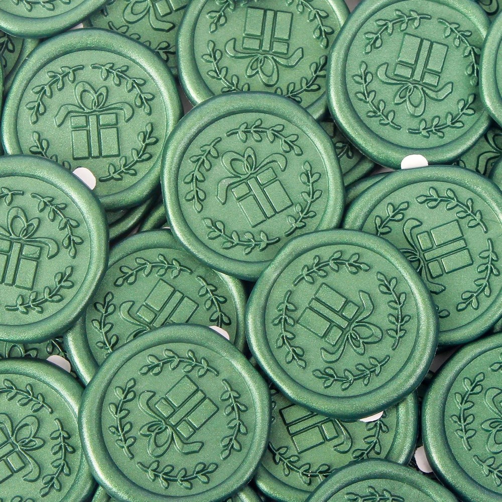 Wax Seal Stickers with Various Seals Patterns, Green Adhesive Sealing Wax Sti…