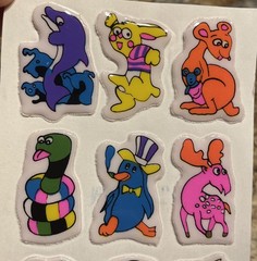 NOS Vintage Neon Puffy Stickadoos Animal Stickers card 70s-80s