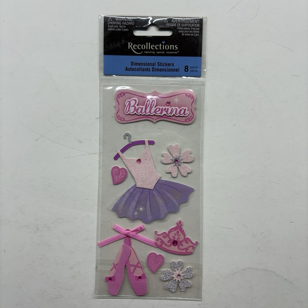 Recollections Ballerina Dimensional Stickers Set Ballet Shoes Outfit Crown