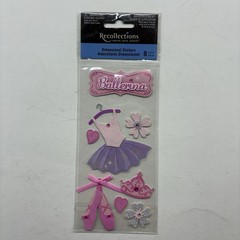 Recollections Ballerina Dimensional Stickers Set Ballet Shoes Outfit Crown