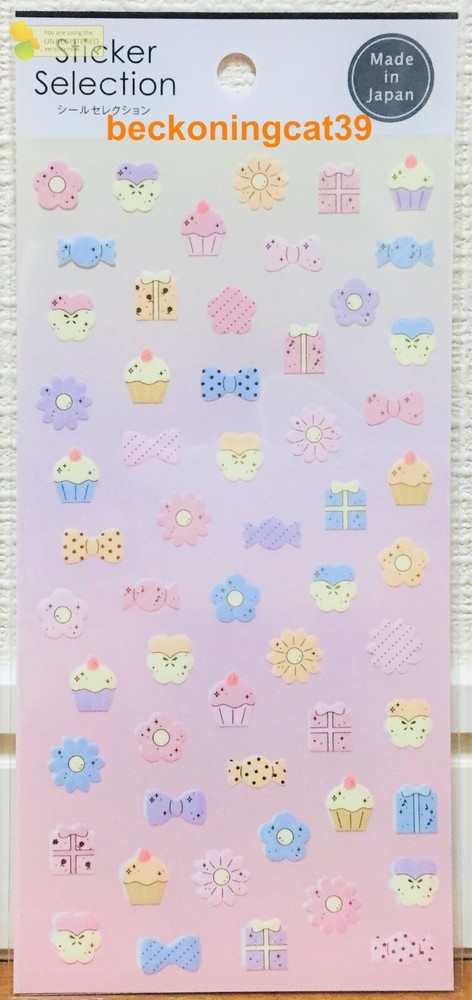 GAIA Sticker Selection Food Sweets Cake Candy Flower Ribbon Gift MADE IN JAPAN