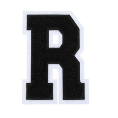 4″ Chenille Letter Patches,Black Chenille Initial A-Z Patches (Letter R)