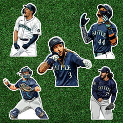 Illustrated realistic cartoon baseball Pack of 5 Glossy stickers