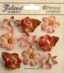VINTAGE VELVET Txtrd Mini APRICOT SALMON Blossoms x