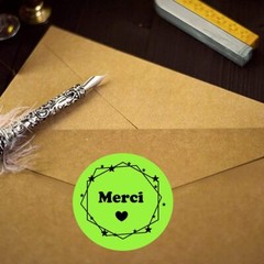 500PCS Kraft Merci French Thank You labels Stickers Envelope Package Seal 1.5″