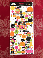 NEW HEY PUMPKIN WITCH CANDY HOUSE HALLOWEEN SO CUTE 12″ CARDSTOCK ICON STICKERS