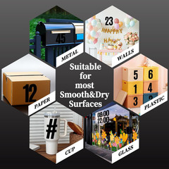 9 Sheets Large 6 Inch Number Stickers 0-9 Numbers, Self Adhesive and Waterproof