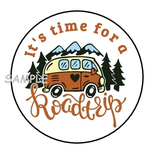 30 TIME FOR A ROADTRIP CAMPING ENVELOPE SEALS LABELS STICKERS 1.5″ ROUND GIFTS