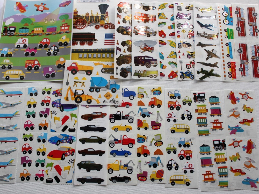 Mrs. Grossman sticker sheet You Choose – Vehicles Cars Planes Robots