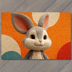STICKER Cute Bunny Portrait Orange Retro Shapes Sweet Whimsical Rabbit