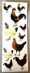 2003 Anna Griffin 5″x 13″ Sticker Sheet ~ Assorted Roosters and Hens #AG627