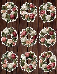 Vintage Rose Wreath Die Cut Vinyl Stickers Scrapbooking Laptop Waterbottle