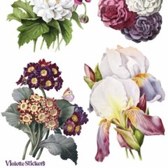 Violette Stickers – Elegant Flowers – 1 Floral Garden Sticker Sheet – Scrapbooks