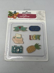 Pack of 6 ENAMEL Amy Tangerine craft scrapbook embellishments self stick