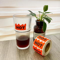 Hybsk 500Pcs Rave Hot Stickers 2 X 1-1/5 Inch Fluorescent Red Hot Flame Fire Sha