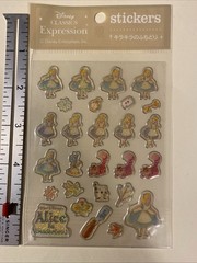 Vintage ALICE IN WONDERLAND Glittery Sticker Sheet RARE
