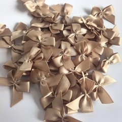 50pcs 1.2-Inch Mini Bows for Crafts Satin Ribbon Bows in Khaki Color Gift Appliq