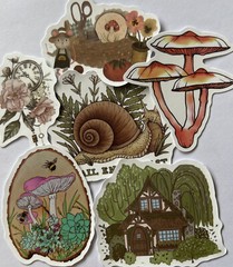WOODLAND ASSORTMENT Stickers(6pc)Fairy•Mushroom •Animals•Flowers•Nature•Trees•