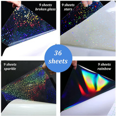 36 Sheets Holographic Sticker Paper 8.5″ X11» Waterproof Clear Vinyl Sticker Sh