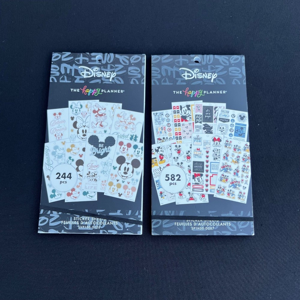 Happy Planner Disney Mickey Minnie Mouse Sticker 2 Sets 244 & 582 Pcs Scrapbook