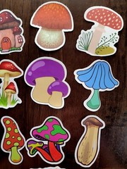 STICKERS x 10 Shrooms Mushroom Cute Cottage Garden Mushrooms FEBF7