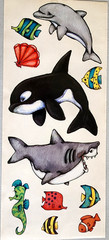 SEI Whimsical Sea Animals Clear Stickers Shark Killer Whale Ocean Scrapbooking
