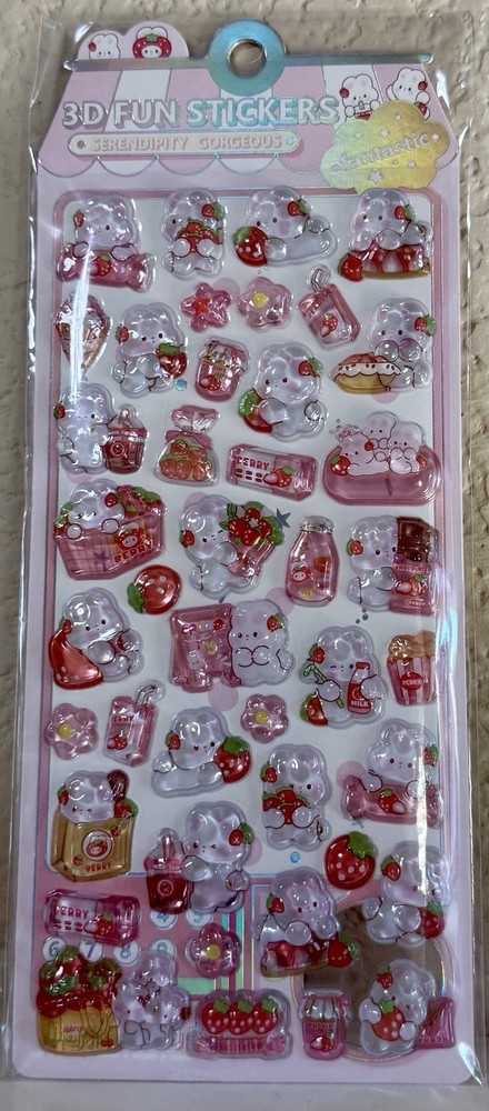 Yan Xiang 3D Puffy Stickers Sheet Bears Pink White Red Green YX-706