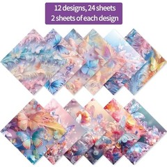 6×6″ 160gsm cardstock Single Sided Scrapbooking 24 24sheets-Pearl Butterfly
