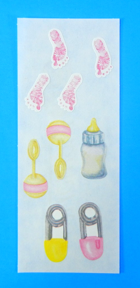 Baby Girl Rattles Footprints Creative Memories Sticker Sheet